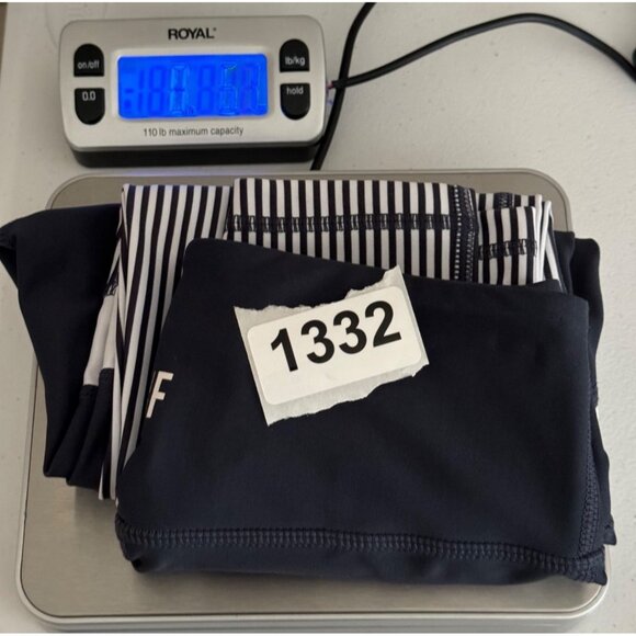 All Fenix Women's XS Striped Leggings Blue White Colorblock High Rise Activewear - Picture 15 of 15